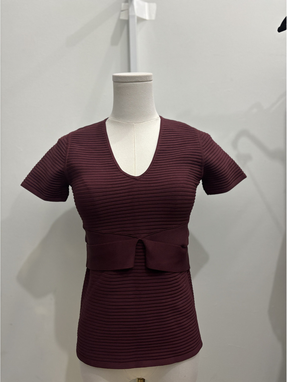 T by Alexander Wang Burgundy Ribbed Knit Top